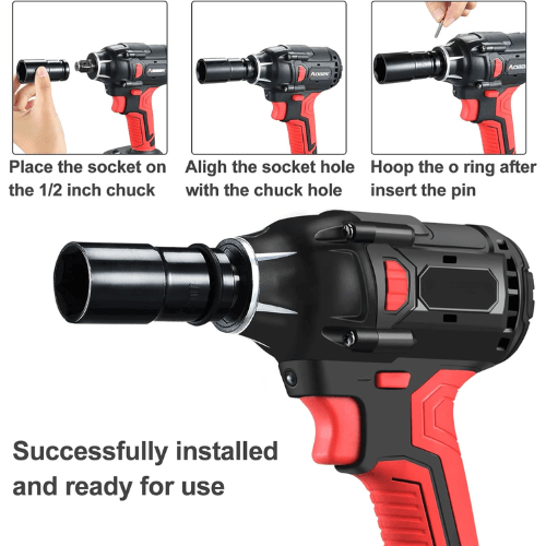 1000 NM Cordless Impact Wrench Gun with 2 Batteries and Charger