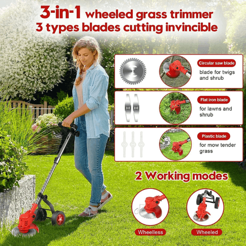 Battery operated discount strimmer with blades